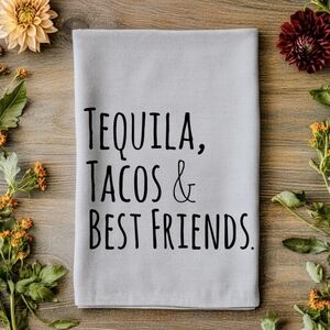 White Kitchen Towel with Fun Text